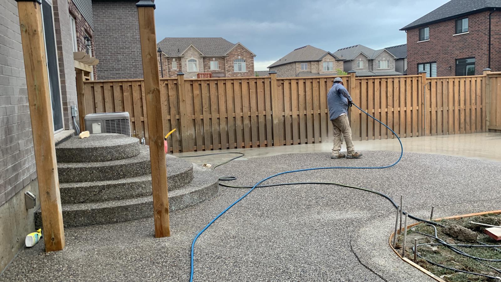 Exposed aggregate power wash