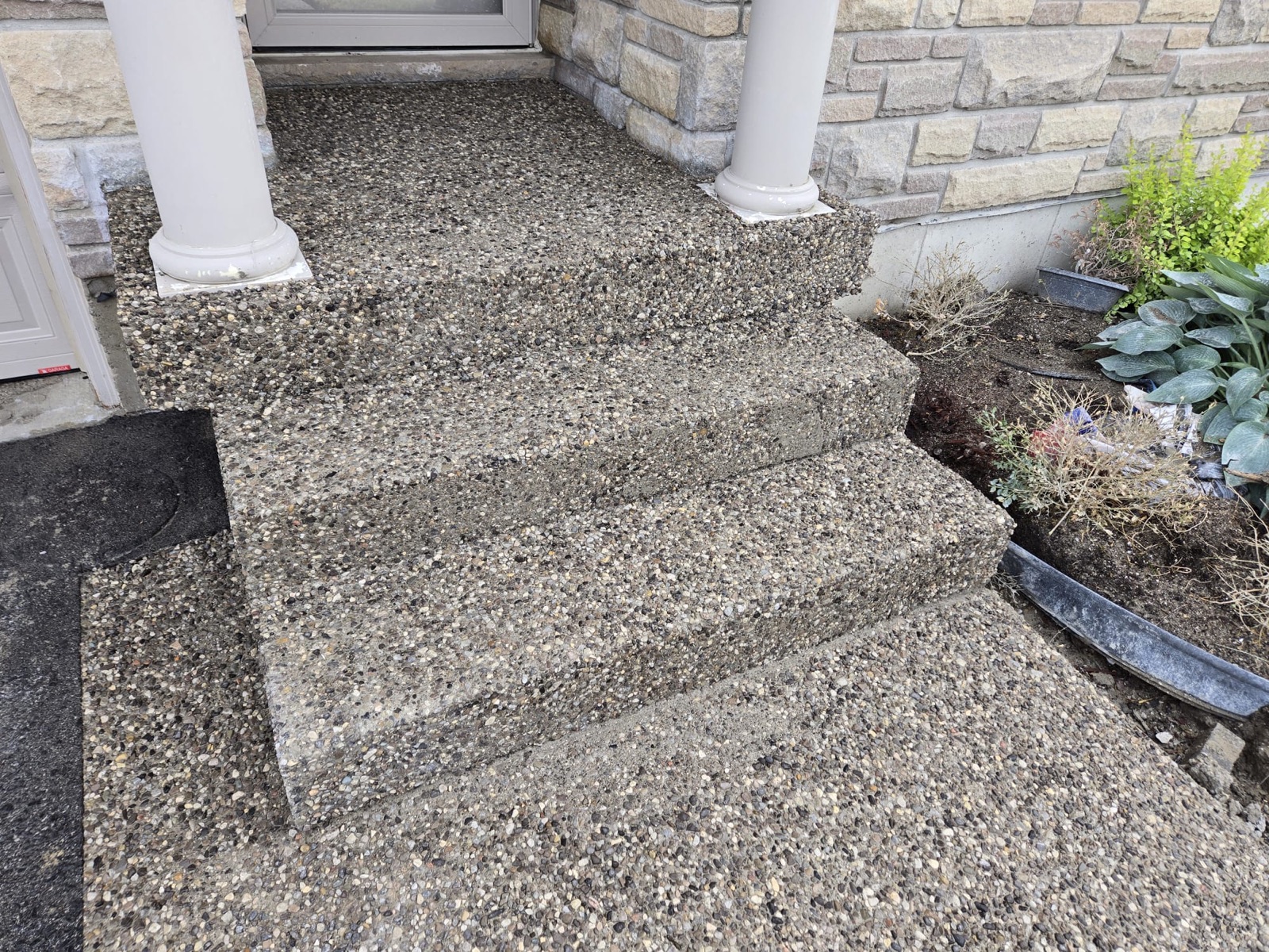 Exposed aggregate concrete steps Hamilton
