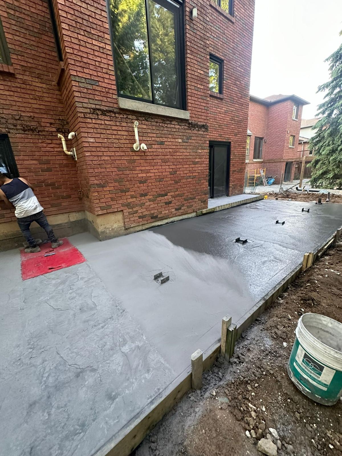 Stamped concrete being installed