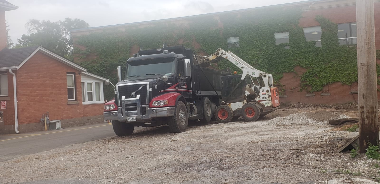 Loading dump truck during excavation