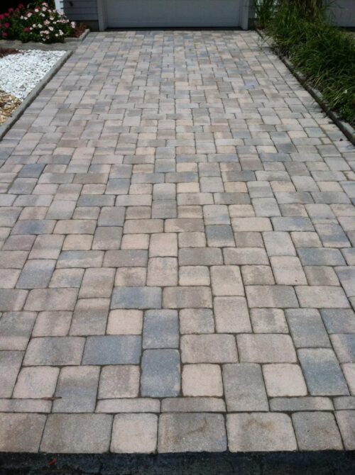 Interlocking pavers after completion
