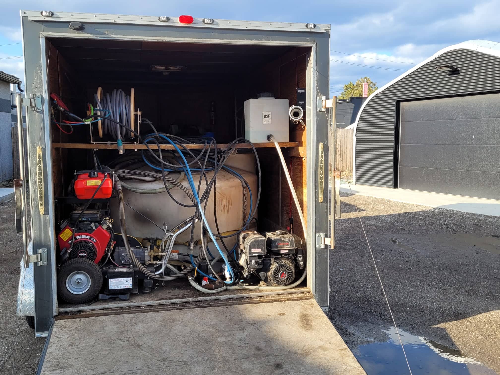 Power wash trailer setup